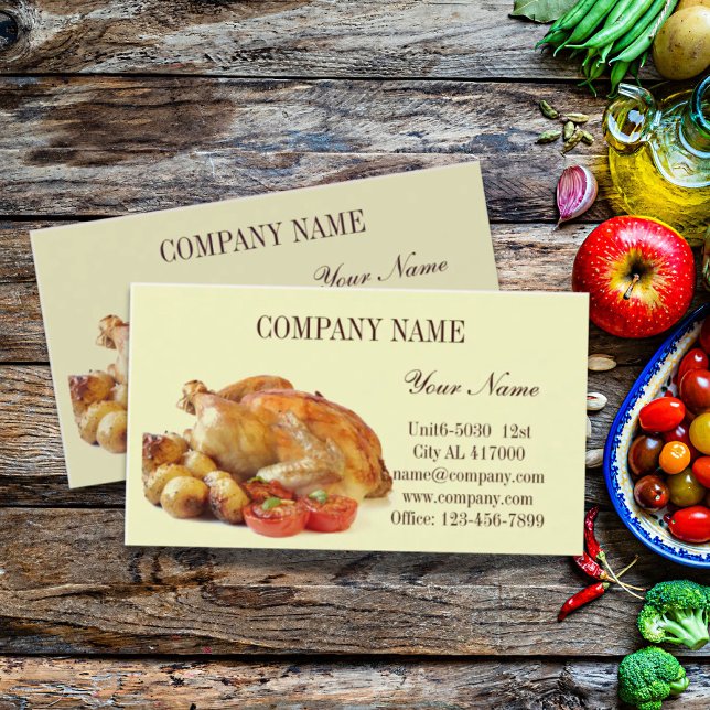 Geröstete Hühnerdeli Catering Visitenkarte (Roasted chicken deli shop diner catering business card)