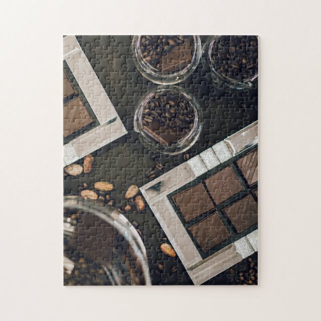 geröstete Kaffeebohnen und dunkle Schokolade Puzzle (Vertikal)