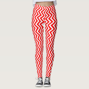 Gerot und Weiß Kleine Größe Vertikal Zickzack Leggings