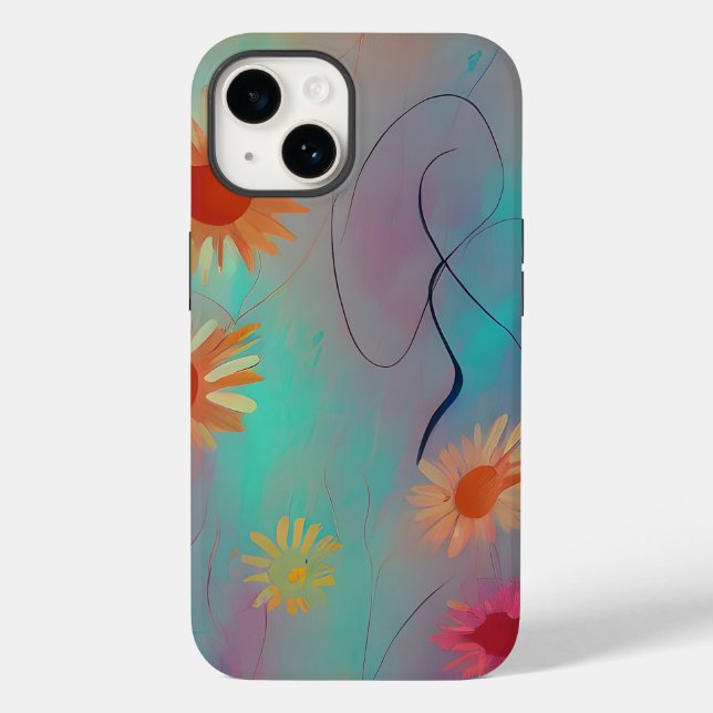 Gerötete Farbtöne abstrakte Sonnenblumen Case-Mate iPhone Hülle (Rückseite)
