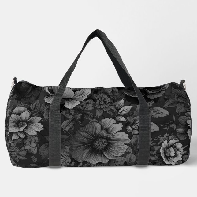 Gerötete Farbtöne der grauen Blüte Duffle Bag (Vorderseite)
