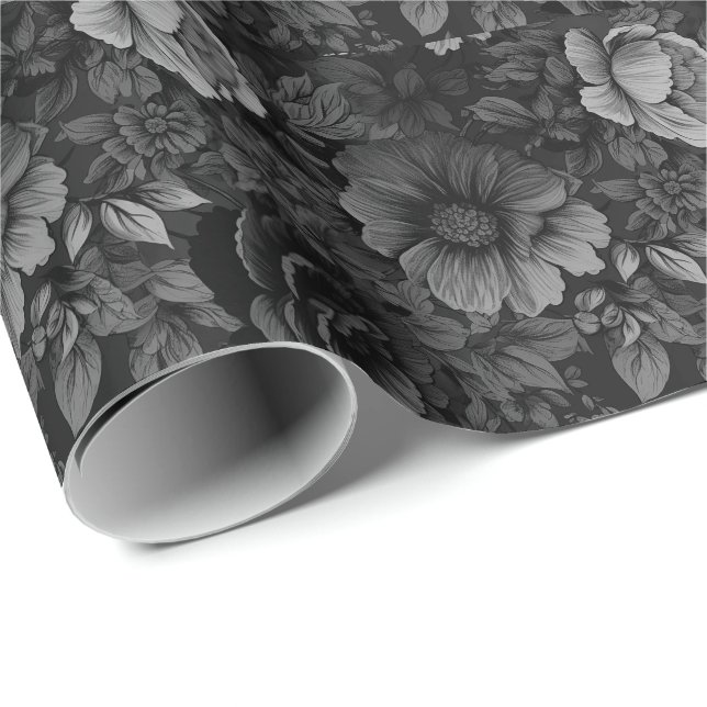 Gerötete Farbtöne der grauen Blüte Geschenkpapier (Rolleneckpunkt)