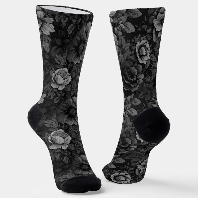 Gerötete Farbtöne der grauen Blüte Socken (Gewinkelt)