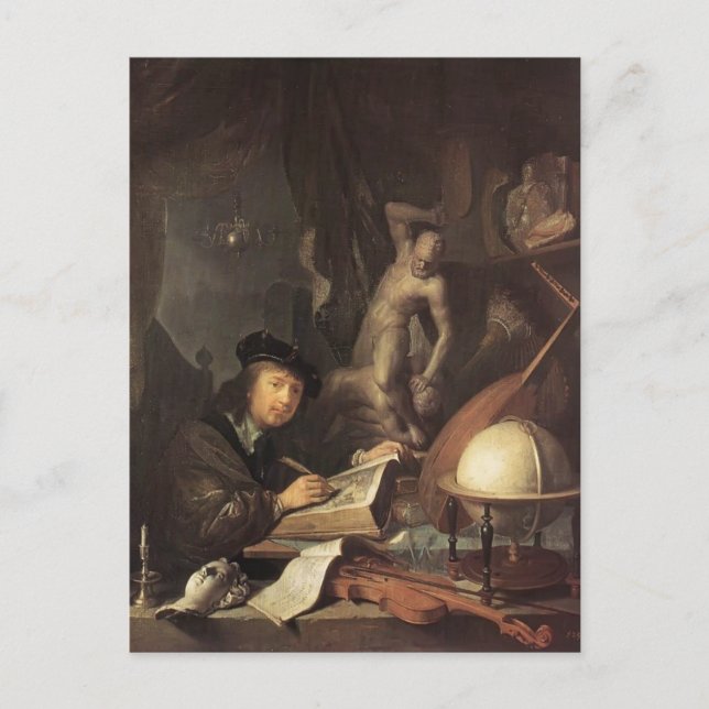 Gerrit Dou - Der Maler in seiner Werkstatt Postkarte (Vorderseite)