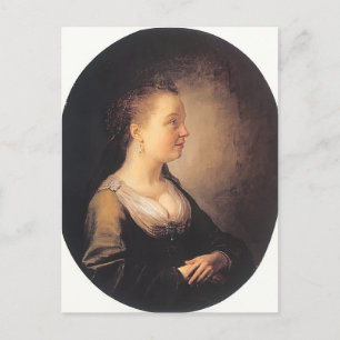 Gerrit Dou - Portrait einer jungen Frau Postkarte