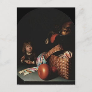 Gerrit Dou - Stillleben, Junge blasen Seifenblasen Postkarte