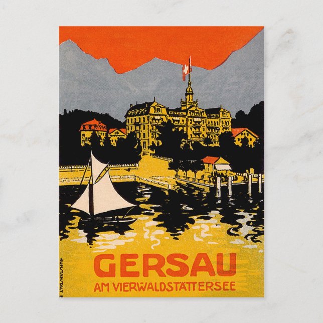 Gersau, Luzerner See, Segelboot, Schweiz Postkarte (Vorderseite)