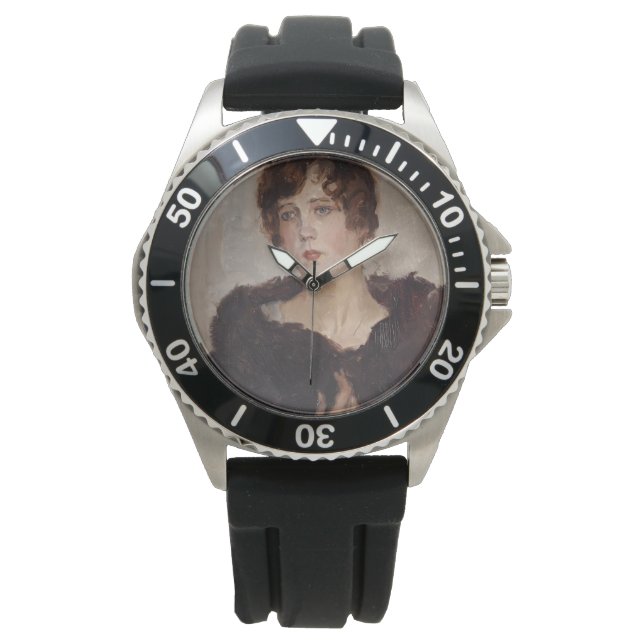 Gertie in einer Pelzmatte (von Isaac Israels) Armbanduhr (Vorderseite)