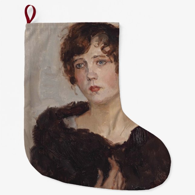 Gertie in einer Pelzmatte (von Isaac Israels) Großer Weihnachtsstrumpf (Vorderseite)