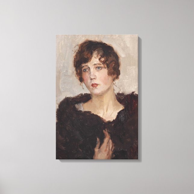 Gertie in einer Pelzmatte (von Isaac Israels) Leinwanddruck (Vorderseite)