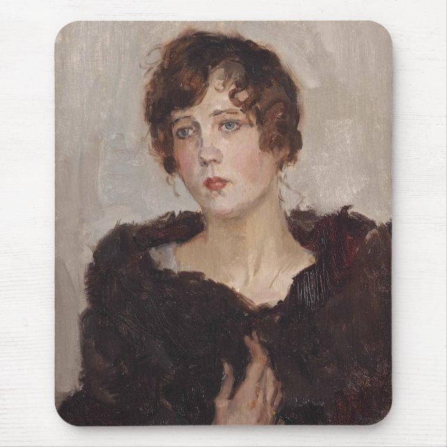 Gertie in einer Pelzmatte (von Isaac Israels) Mousepad (Vorne)
