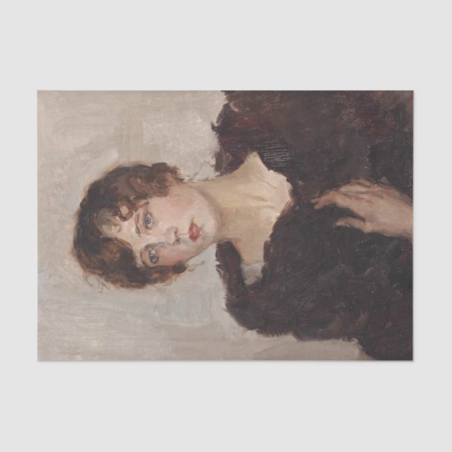 Gertie in einer Pelzmatte (von Isaac Israels) Seidenpapier (Vorderseite)