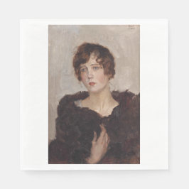 Gertie in einer Pelzmatte (von Isaac Israels) Serviette