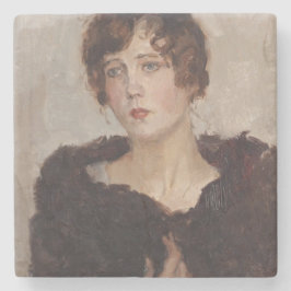 Gertie in einer Pelzmatte (von Isaac Israels) Steinuntersetzer