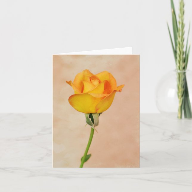 Gertie's Garden Single Yellow Rose Art Note Card Karte (Vorderseite)