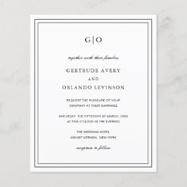 Gertrude Black and White Elegant Wedding Einladung
