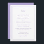 Gertrude Lavender Classic Einladung<br><div class="desc">Klassische lila Lavendel-Hochzeitseinladung mit einem einfachen und minimalen Design,  oben mit Ihrem Monogramm und Ihren Veranstaltungsdetails,  umgeben von einer doppelten Grenze. Die Schriftart wechseln sich zwischen einem eleganten Drehbuch,  einer klassischen Serife und minimalistischen serifenlosen Schriftart ab. Diese Einladung ist ideal für eine feierliche Hochzeit.</div>