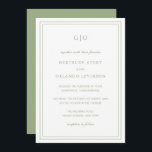 Gertrude Sage Green Classic Hochzeit Einladung<br><div class="desc">Klassische Stilgrün-Hochzeitseinladung mit einem einfachen und minimalen Design mit dem Monogramm oben und Ihren Veranstaltungsdetails umgeben von einer doppelten Grenze. Die Schriftart wechseln sich zwischen einem eleganten Drehbuch,  einer klassischen Serife und minimalistischen serifenlosen Schriftart ab. Diese Einladung ist ideal für eine feierliche Hochzeit.</div>