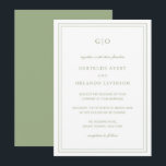 Gertrude Sage Green Classic Hochzeit Einladung<br><div class="desc">Klassische Stilgrün-Hochzeitseinladung mit einem einfachen und minimalen Design mit dem Monogramm oben und Ihren Veranstaltungsdetails umgeben von einer doppelten Grenze. Die Schriftart wechseln sich zwischen einem eleganten Drehbuch,  einer klassischen Serife und minimalistischen serifenlosen Schriftart ab. Diese Einladung ist ideal für eine feierliche Hochzeit.</div>