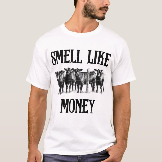 Geruch wie Money Funny Kuh Bauer T-Shirt (Vorderseite)