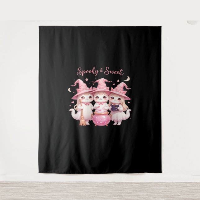 Geruchliche und süße Niedliche Hexenkatze Oversifi Wandteppich (Vorderseite)