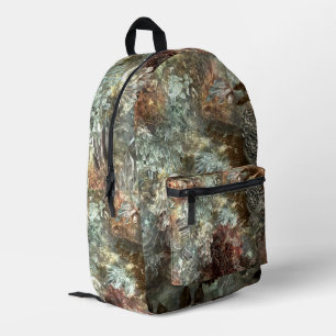 Gerüchte Schichten brauner Kristalle Bedruckter Rucksack