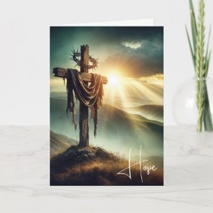 geruchtes Kreuz mit Kronen von Fäden Feiertagskarte