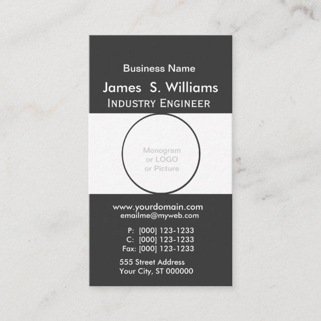 Gerundete Form-einzigartiges Schwarz-weißes Visitenkarte (Vorderseite)