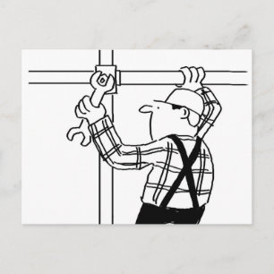 Gerüstbauer und Gerüst Cartoon Postkarte