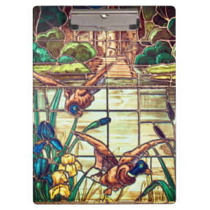 Gesälltes Glas mallard Enten Teich blau braun Klemmbrett