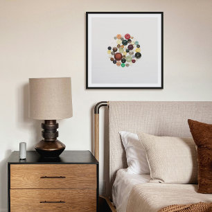 Gesammelte Knöpfe Retro Vintage Quadratischer Kuns Poster