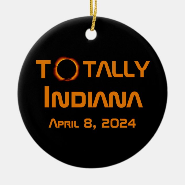 Gesamt Indiana 2024 Solar Eclipse Keramik Ornament (Vorne)