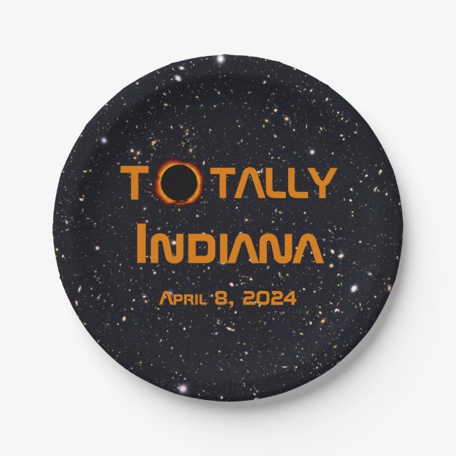 Gesamt Indiana 2024 Solar Eclipse Pappteller (Vorderseite)