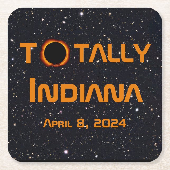 Gesamt Indiana 2024 Solar Eclipse Rechteckiger Pappuntersetzer (Vorderseite)