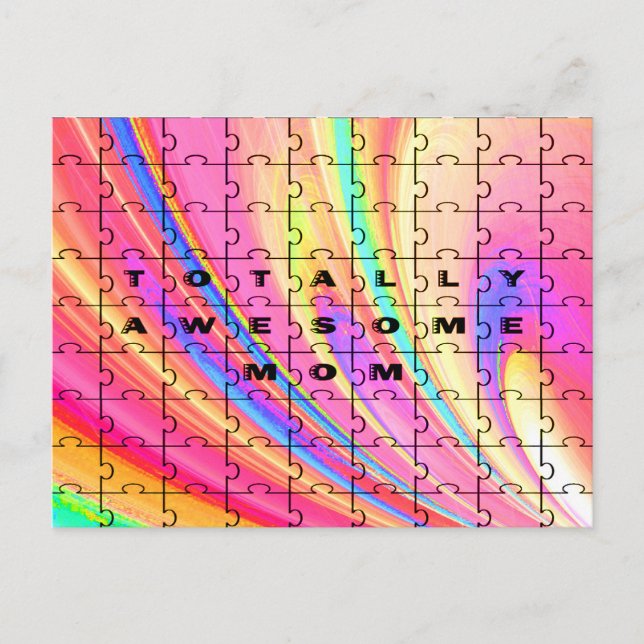 Gesamt Phantastische Mama Rosa Swirl Puzzle Design Postkarte (Vorderseite)