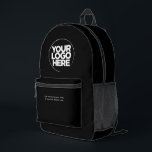 Gesamt schwarz | Personalisiertes Firmenlogo und T Bedruckter Rucksack<br><div class="desc">Gesamt schwarz | Personalisiertes Firmenlogo und Text Moderner Business-gedruckter Rucksack</div>