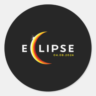 Gesamt Solar Eclipse 04.08.24 April 8 2024 Eclipse Runder Aufkleber