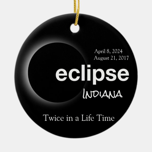 Gesamt Solar Eclipse 2017 2024 - Indiana Keramik Ornament (Vorne)