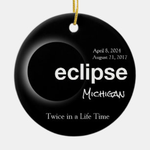Gesamt Solar Eclipse 2017 2024 - Michigan Keramik Ornament
