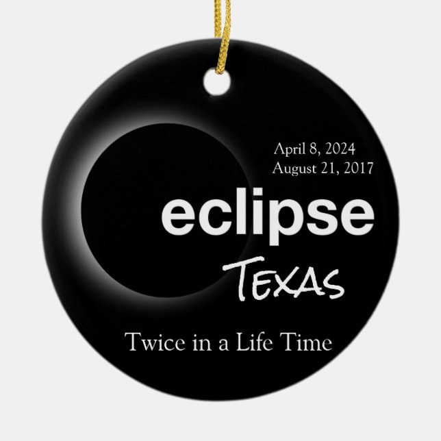Gesamt Solar Eclipse 2017 2024 - Texas Keramik Ornament (Vorne)