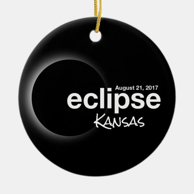 Gesamt Solar Eclipse 2017 - Kansas Keramikornament (Vorne)