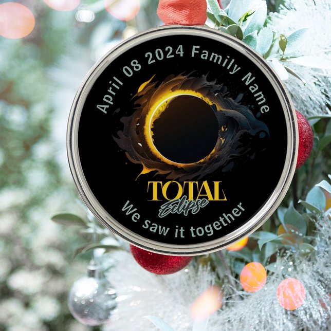 Gesamt Solar Eclipse 2024 April 8 Keepake Geschenk Ornament Aus Metall (Von Creator hochgeladen)