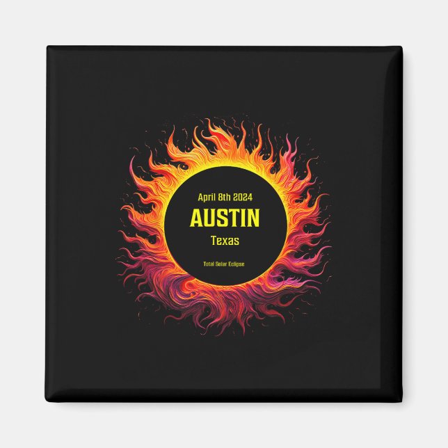 Gesamt Solar Eclipse 2024 Austin Texas Magnet (Vorne)