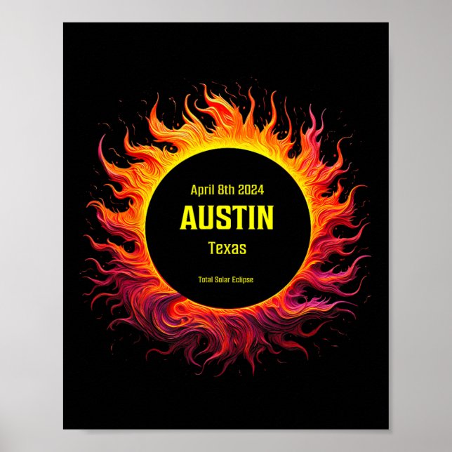 Gesamt Solar Eclipse 2024 Austin Texas Poster (Vorne)