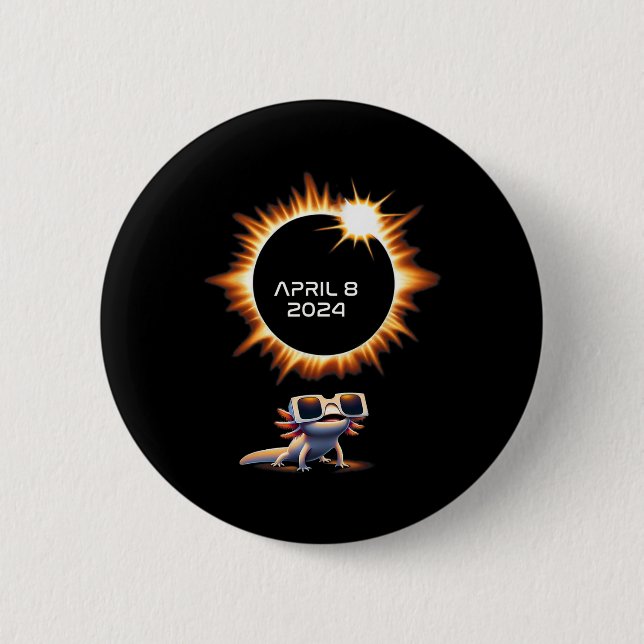 Gesamt Solar Eclipse 2024 Axolotl in Astronomy Gla Button (Vorderseite)