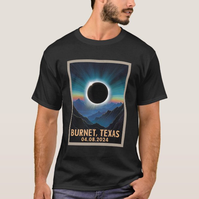 Gesamt Solar Eclipse 2024 Burnet Texas T-Shirt (Vorderseite)