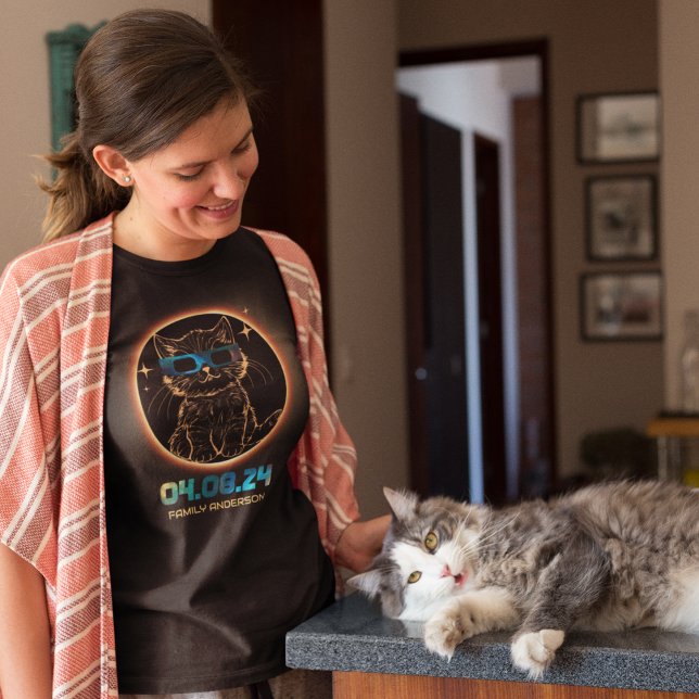 Gesamt Solar-Eclipse 2024 Cat Solar Eclipse Brille T-Shirt (Von Creator hochgeladen)
