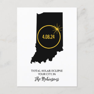 Gesamt Solar Eclipse 2024 Individuelle Name, Stadt Postkarte
