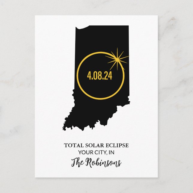 Gesamt Solar Eclipse 2024 Individuelle Name, Stadt Postkarte (Vorderseite)