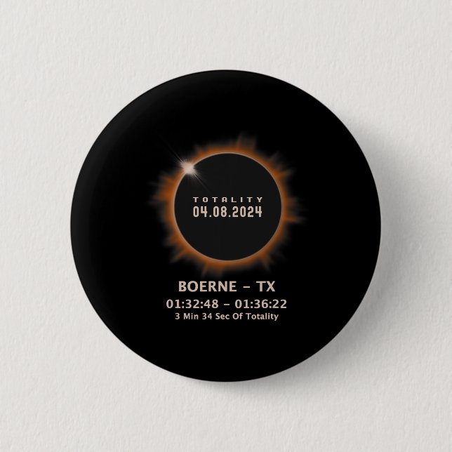 Gesamt Solar Eclipse 2024 Insgesamt 04,08,24 Texas Button (Vorderseite)